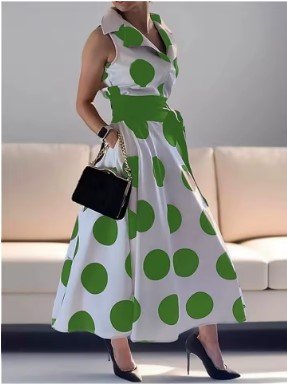$32.89 Vintage Polka Dot Party Maxi Dress for Summer Evening Looks