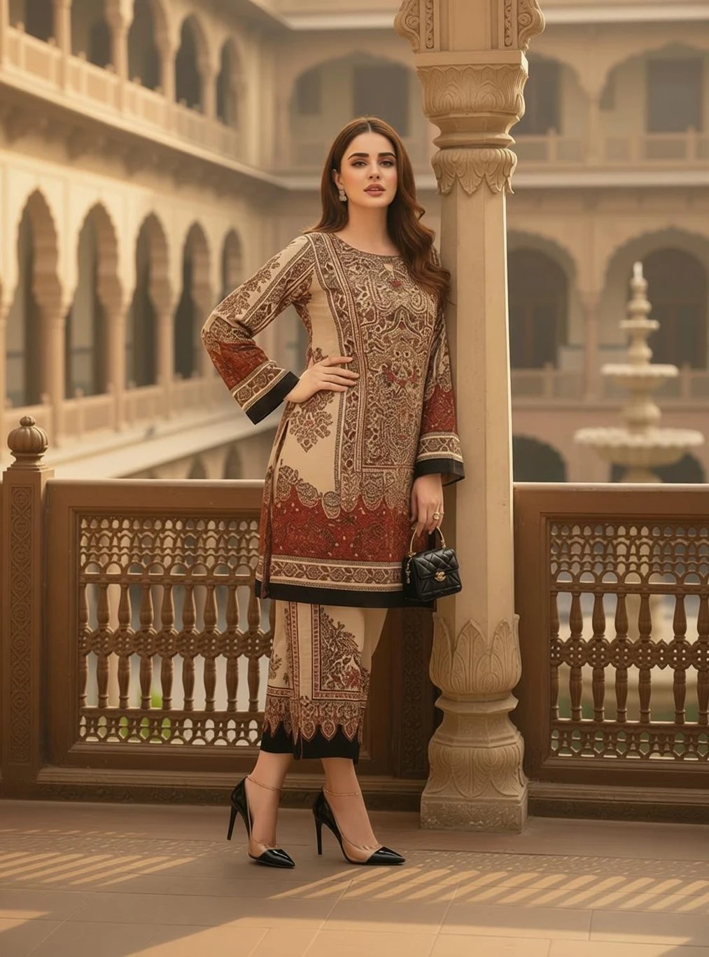 ₹466 Zarvika Printed Tunic and Palazzos Co-ord Set for Women Daily Wear