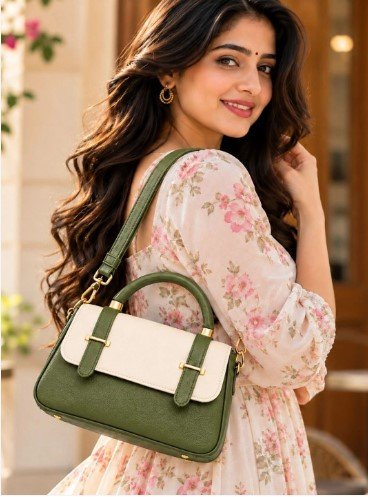 ₹719 Hyraa Club Colourblocked PU Structured Handheld Bag for Women