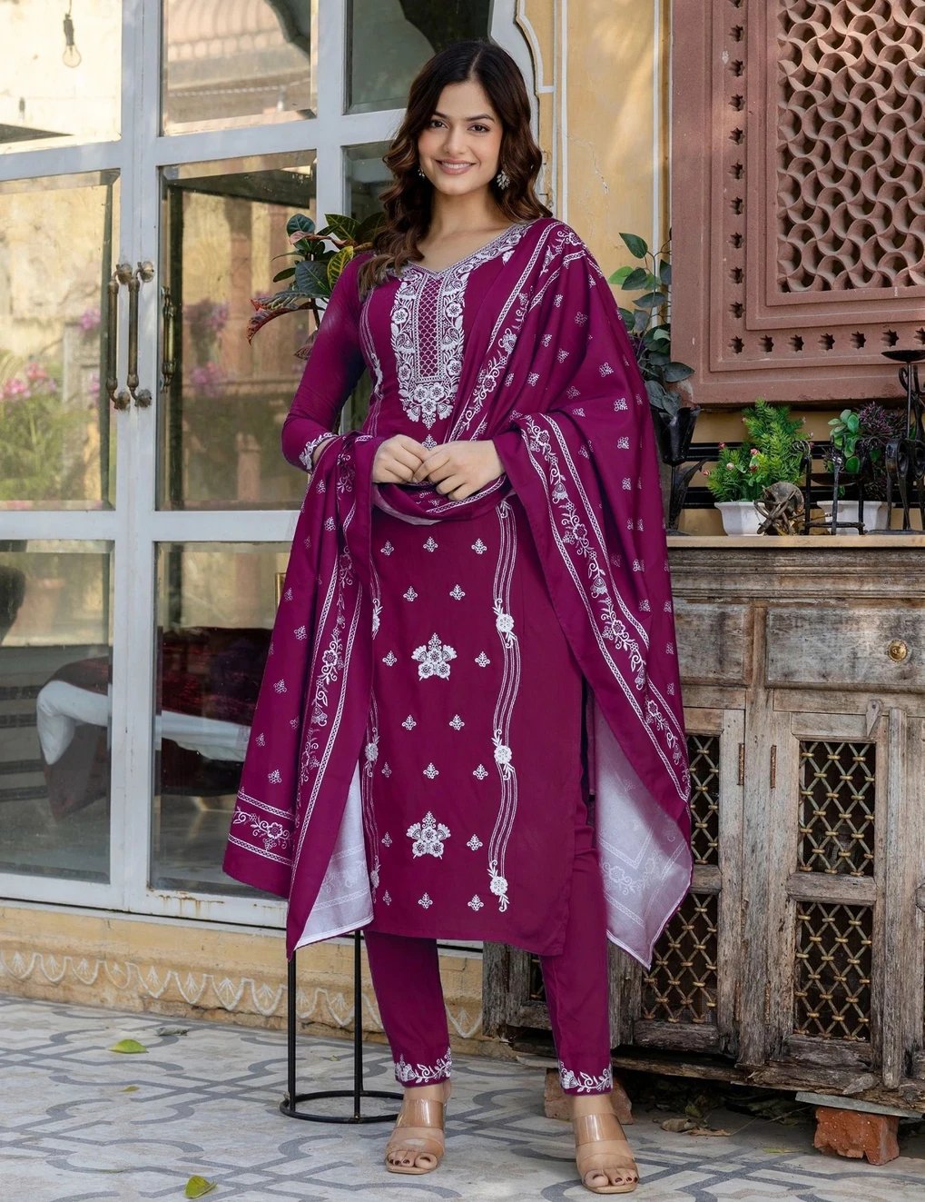 ₹438 Trendz Tycoon Embroidered Kurta Salwar and Dupatta Set for Women