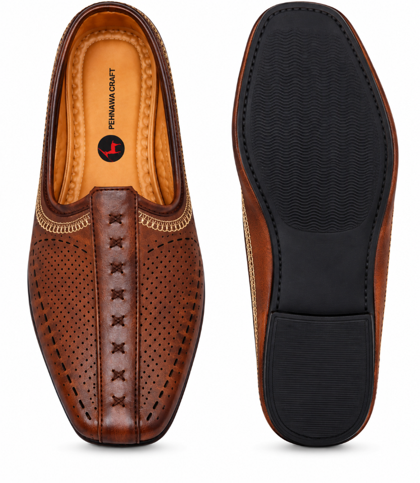 ₹531 Brown Nagra Jutis for Men – Stylish Ethnic Wedding Footwear Style