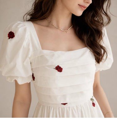$17.99 Rose Floral Midi Dress for Romantic Summer Outfit Ideas